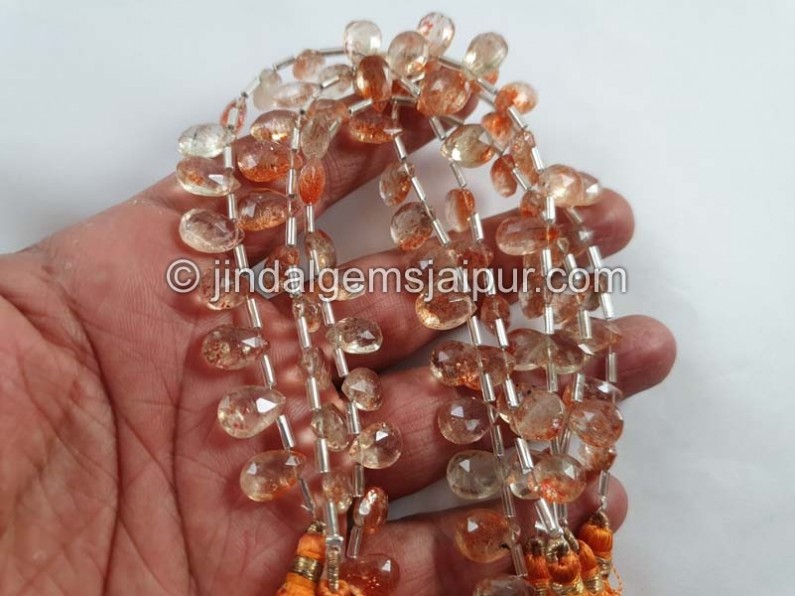 Sunstone Faceted Pear Beads