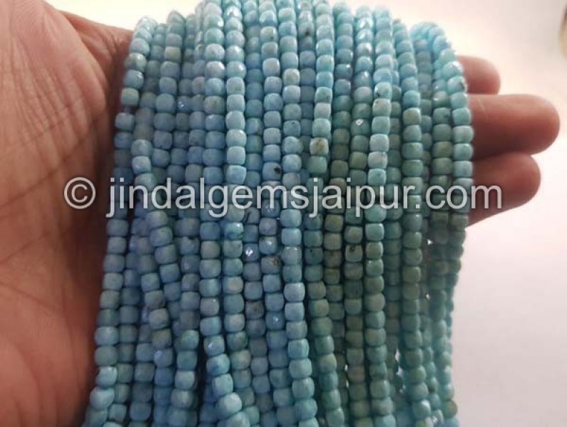 Larimar Faceted Cube Shape Beads