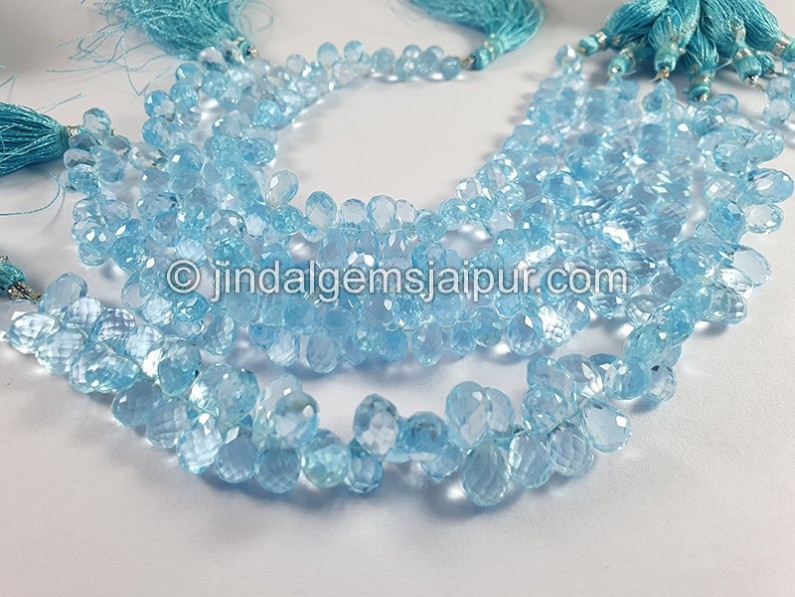 Sky Blue Topaz Faceted Pear Shape Big Beads