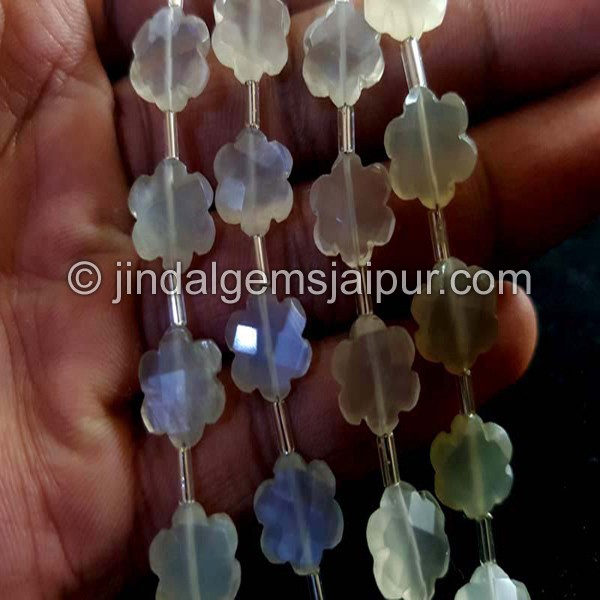 White Moonstone Faceted Flower Shape Beads