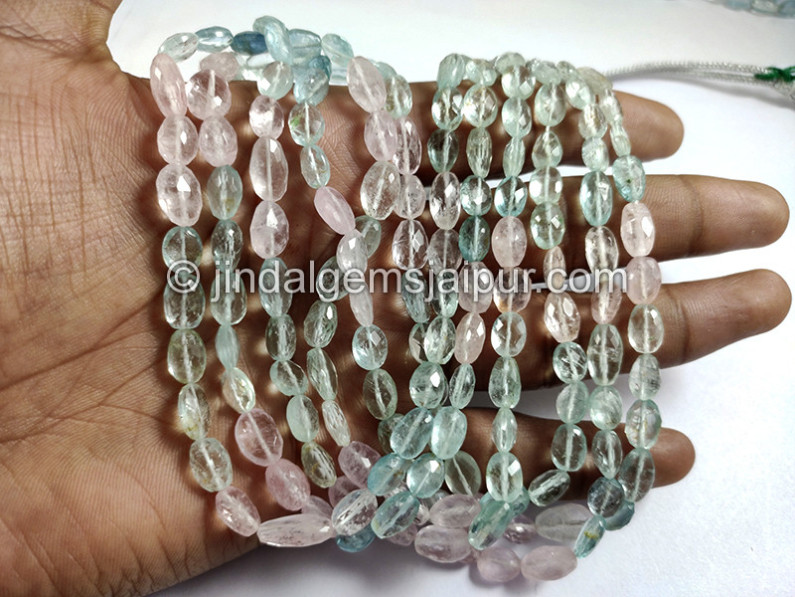 Multi Aquamarine Faceted Nuggets Shape Beads