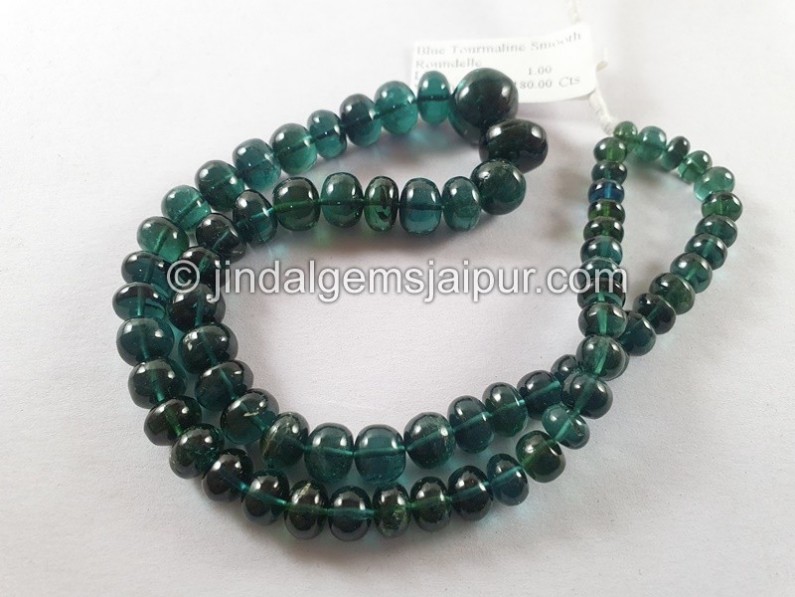 Blue Tourmaline Smooth Roundelle Beads