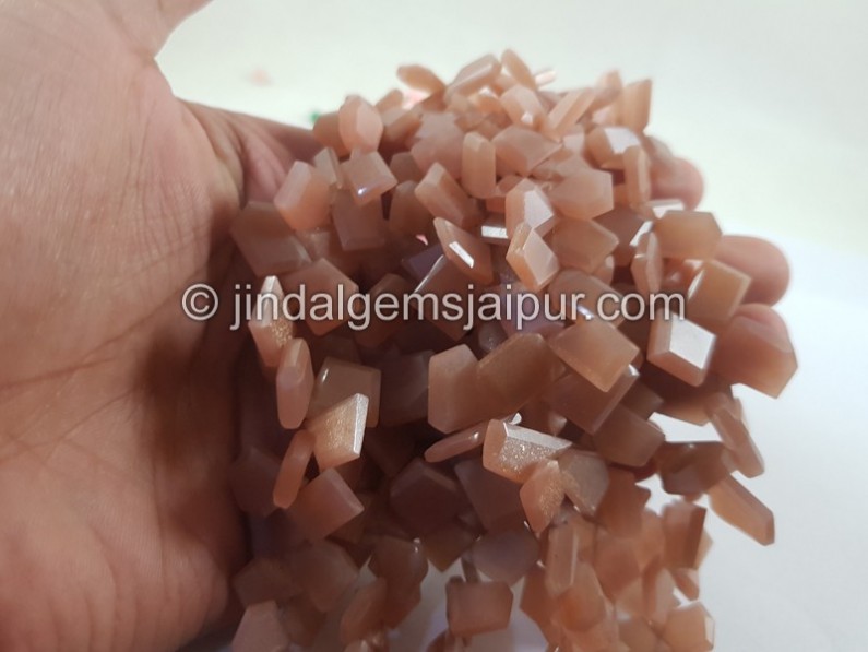 Peach Moonstone Flat Slice Cut Beads