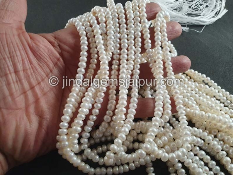 White Pearl Smooth Roundelle Beads