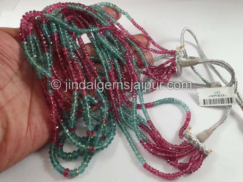 Blue Pink Tourmaline Faceted Roundelle Shape Beads