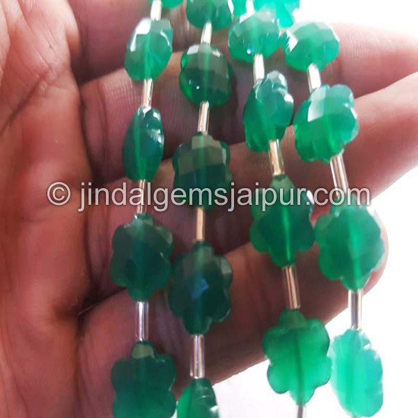 Green Onyx Faceted Flower Beads