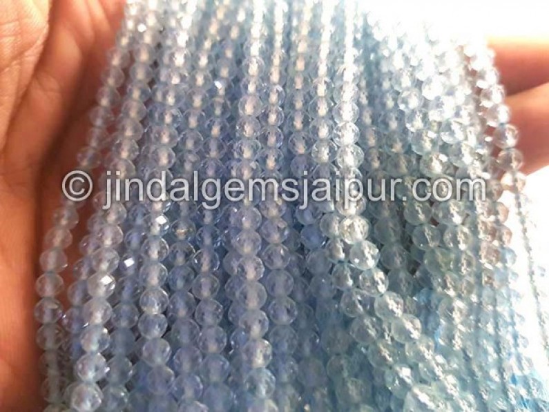 Sky Blue Topaz Faceted Roundelle Shape Beads