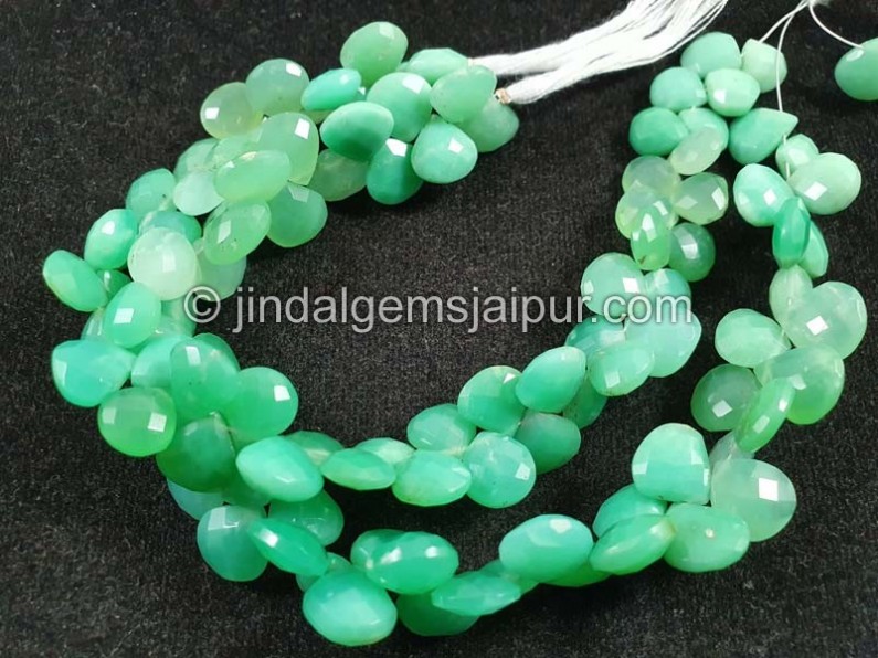 Chrysoprase Shaded Far Faceted Heart Beads