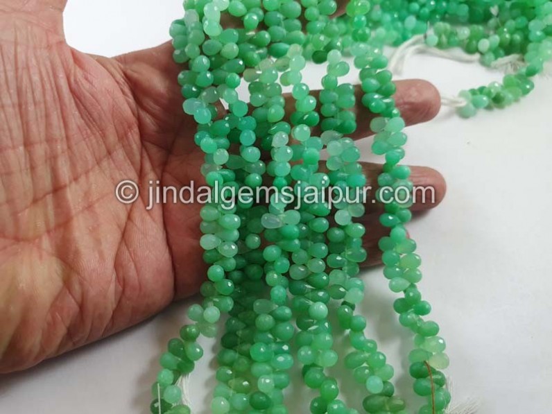 Chrysoprase Faceted Drops Beads