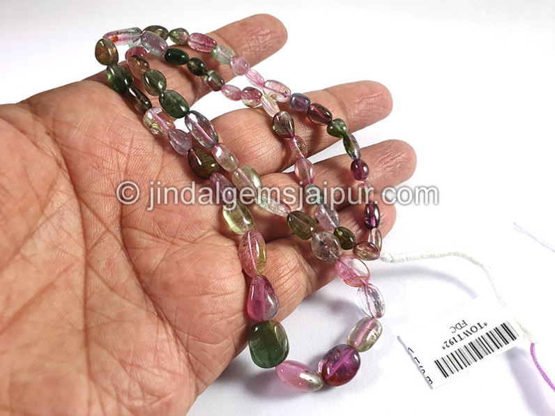 Bi Color Tourmaline Smooth Nuggets Shape Beads