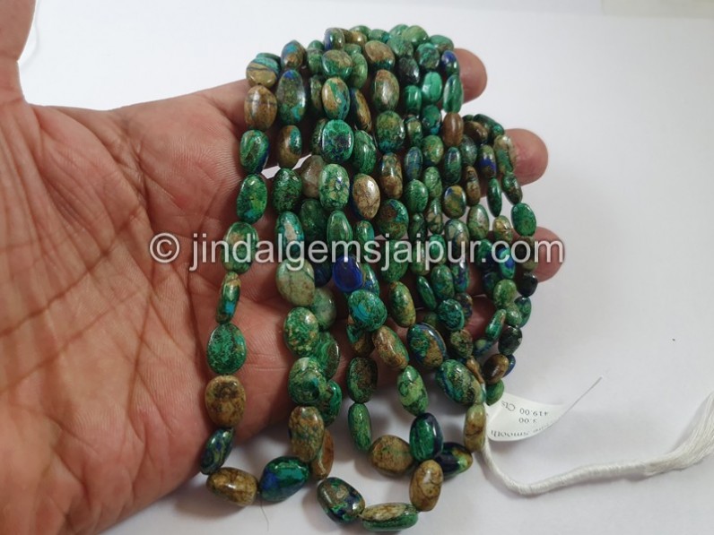 Azurite Malachite Smooth Oval Beads