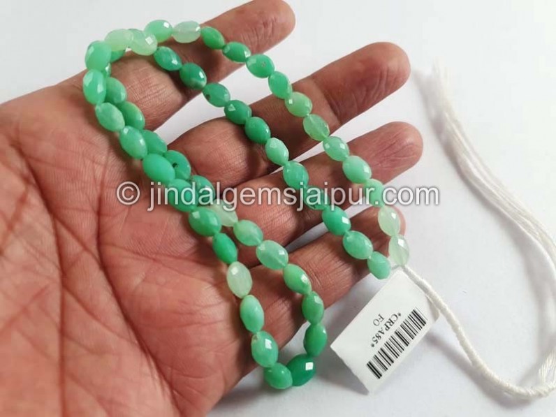 Chrysoprase Faceted Oval Beads