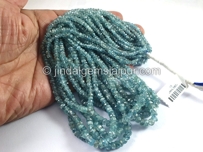 Blue Zircon Faceted Roundelle Shape Beads