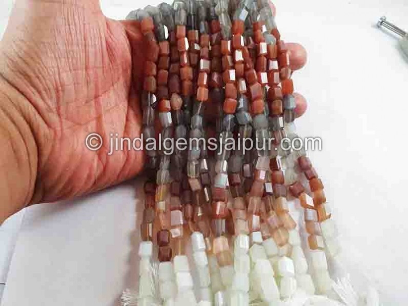 Multi Moonstone Faceted Nugget Beads