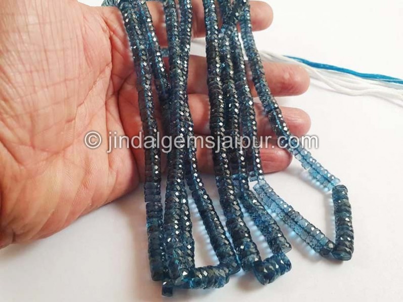 London Blue Topaz Faceted Tyre Shape Beads