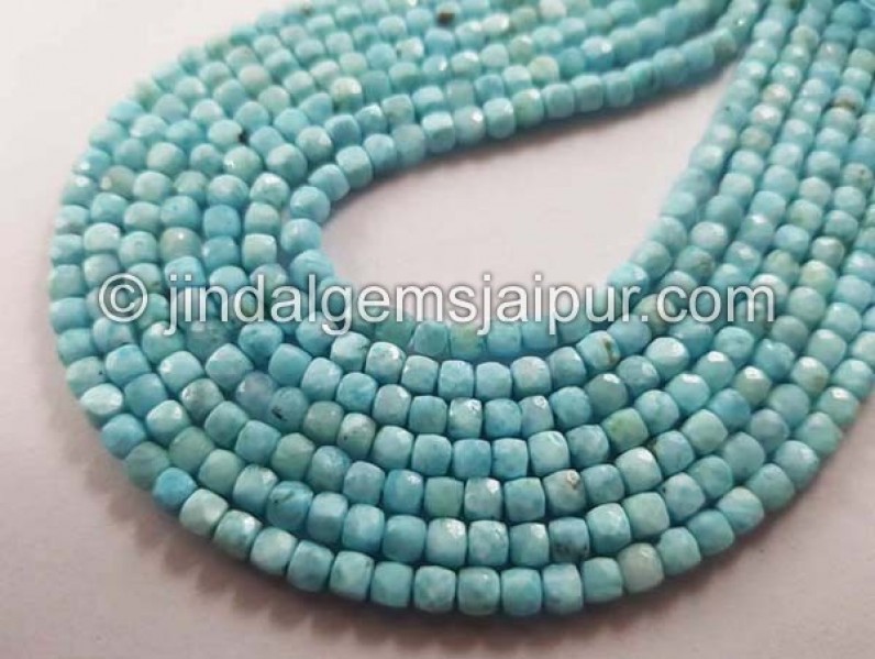 Larimar Faceted Cube Shape Beads