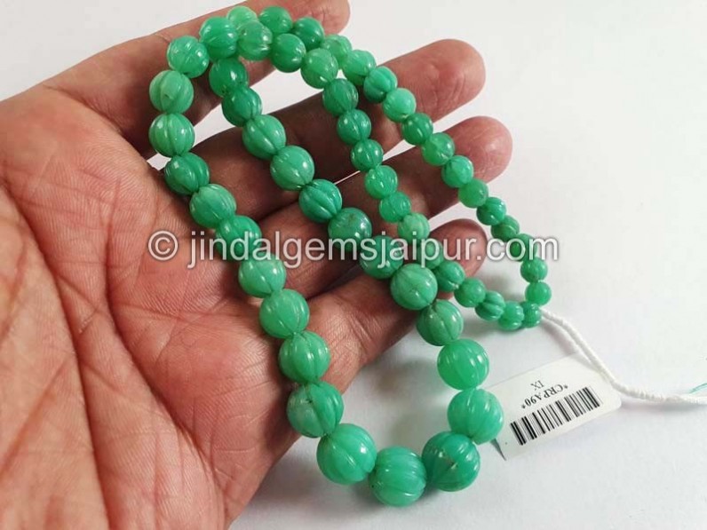 Chrysoprase Carved Pumpkin Balls Beads