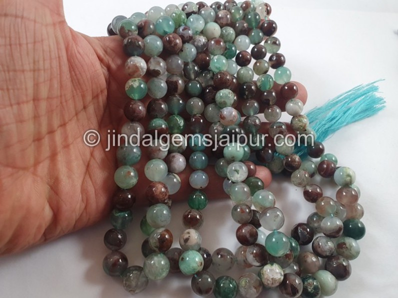 Aqua Chalcedony Smooth Round Beads