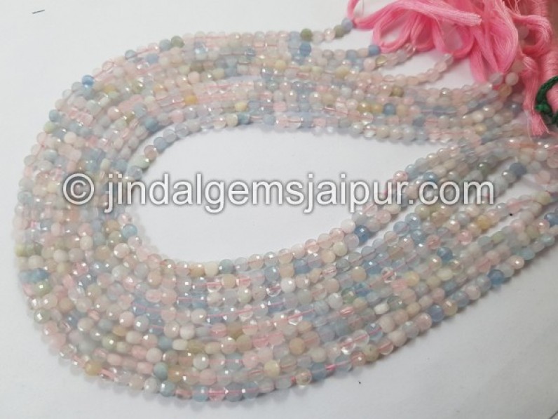 Multi Aquamarine Faceted Coin Beads