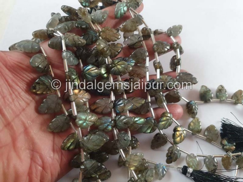 Labradorite Carved Leaf Beads