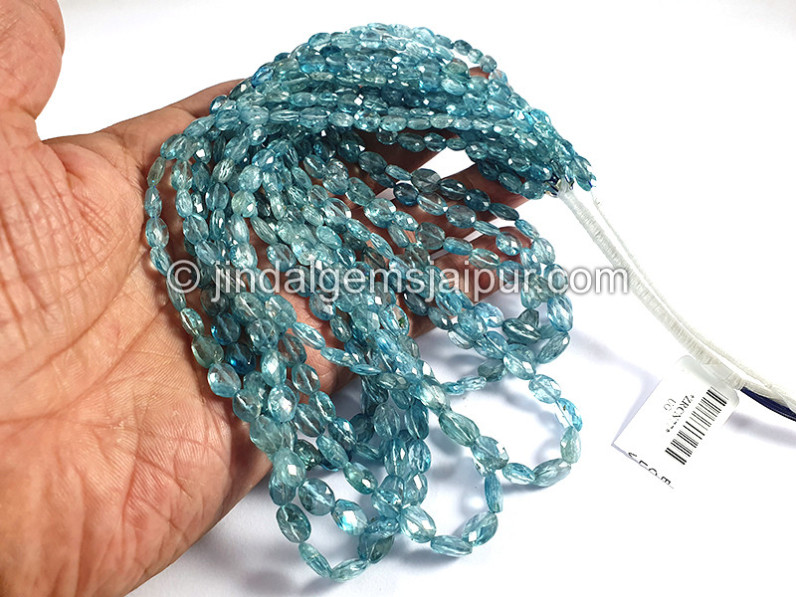 Blue Zircon Faceted Oval Shape Beads