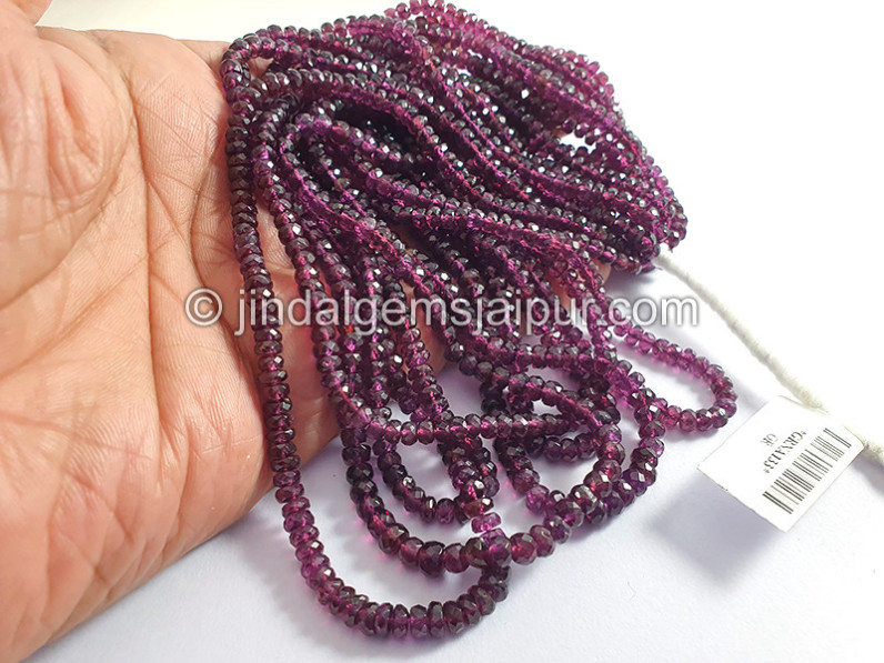 Rhodolite Garnet Faceted Roundelle Shape Beads