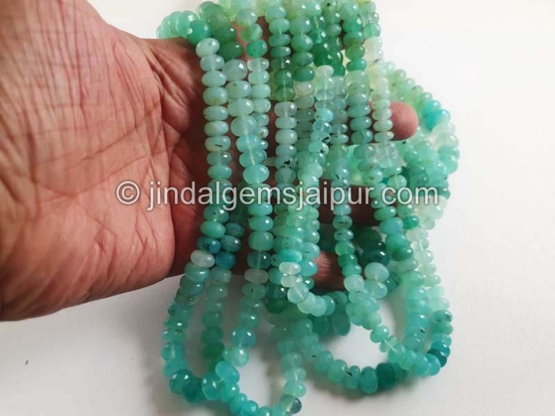 Blue Opal Peru Faceted Roundelle Beads