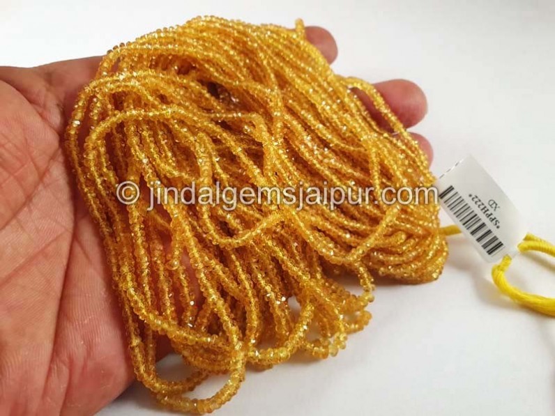 Yellow Sapphire Faceted Roundelle Shape Beads