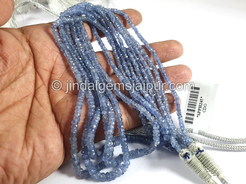 Blue Sapphire Burma Faceted Roundelle Shape Beads