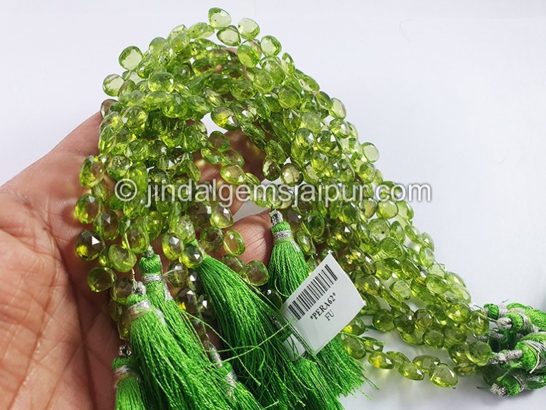 Peridot Faceted Heart Big Shape Beads