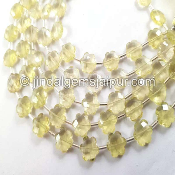 Lemon Quartz Faceted Flower Beads