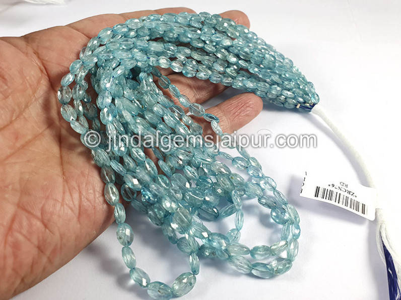 Blue Zircon Faceted Oval Shape Beads