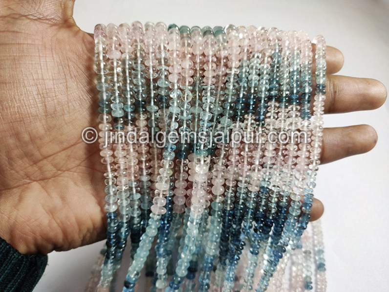 Multi Aquamarine Smooth Roundelle Shape Beads