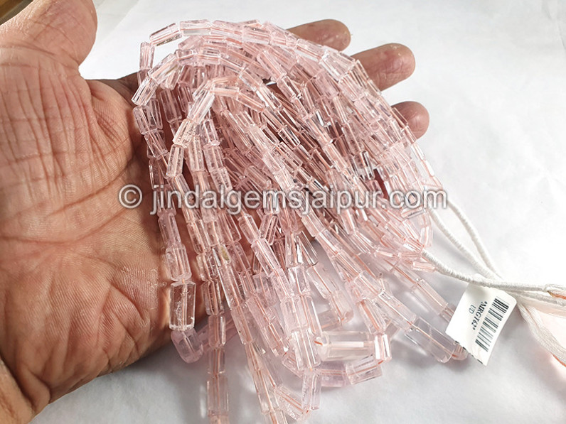 Peach Morganite Step Cut Pipe Shape Beads