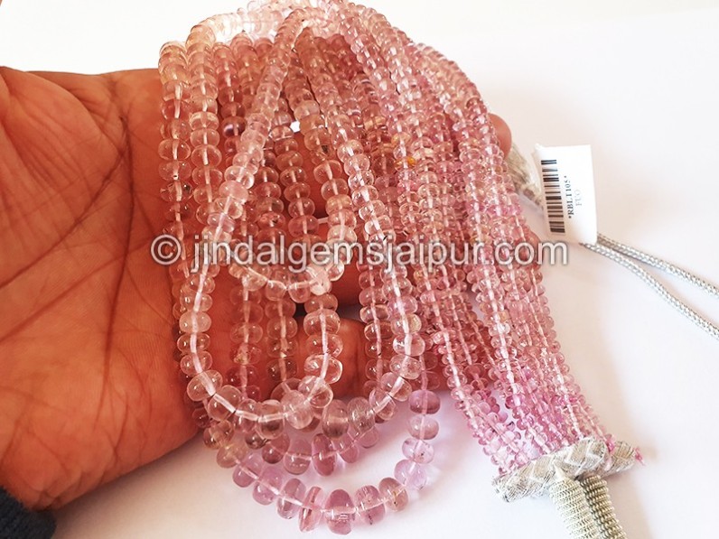 Baby Pink Tourmaline Smooth Roundelle Shape Beads