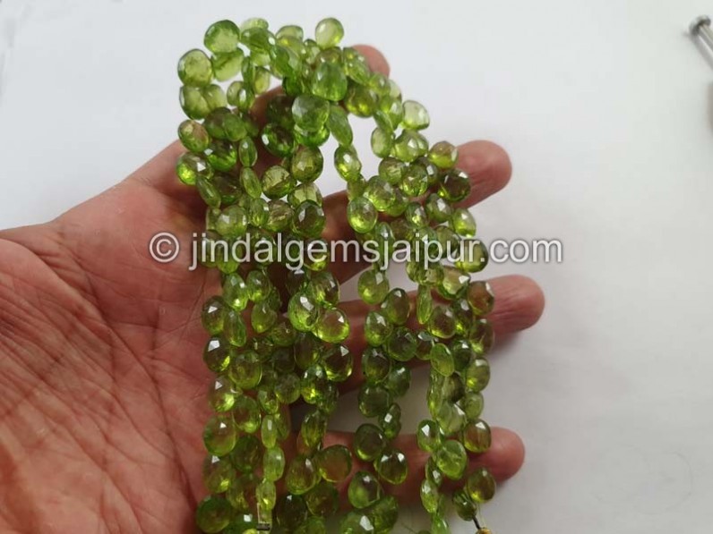 Peridot Far Faceted Heart Shape Beads