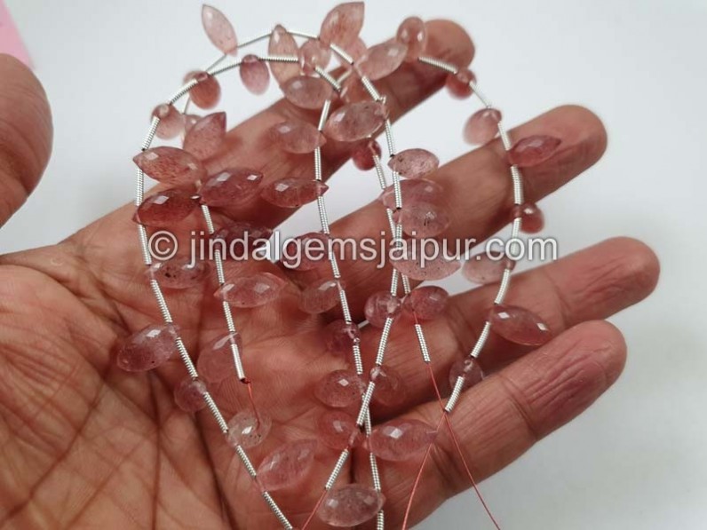 Pink Strawberry Quartz Dew Drops Beads