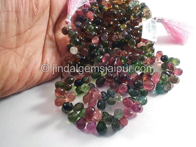 Tourmaline Faceted Drops Shape Big Beads