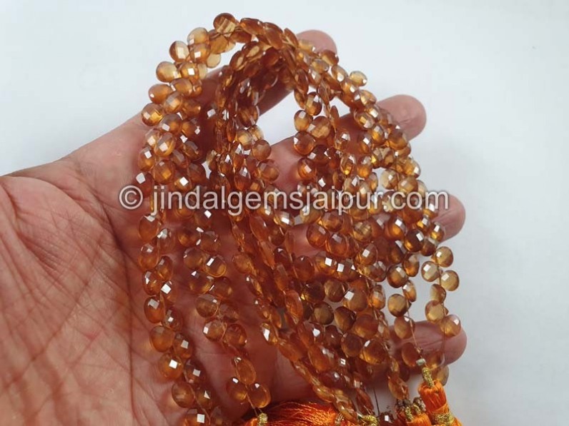 Spessartite Faceted Heart Beads