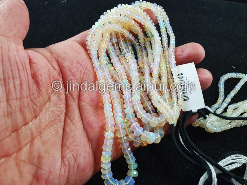 Cream White Ethiopian Faceted Roundelle Beads