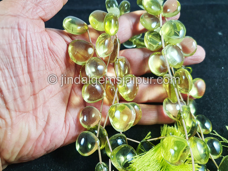 Lemon Quartz Smooth Heart Shape Beads