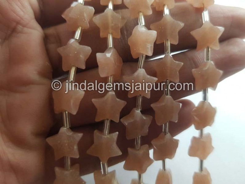 Peach Moonstone Faceted Star Beads