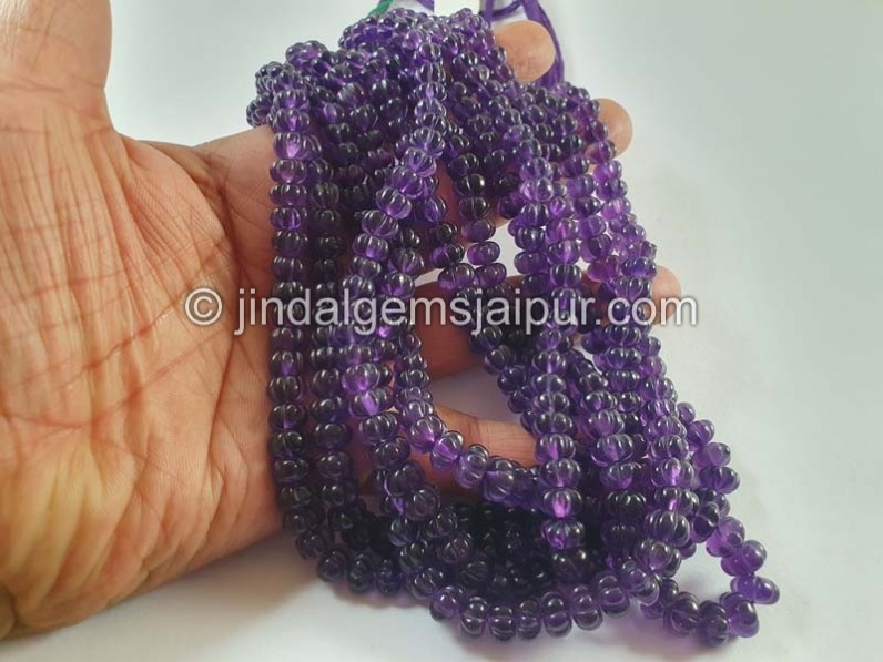 Amethyst Carved Pumpkin Beads