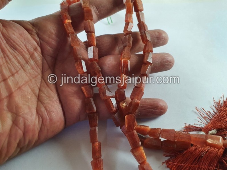 Sunstone Faceted Nugget Beads