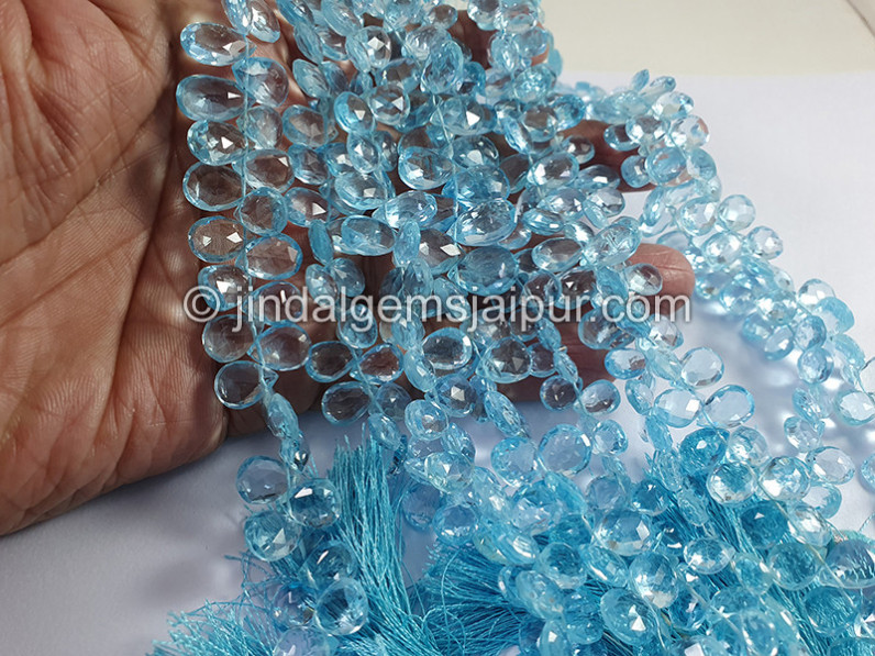 Sky Blue Topaz Faceted Pear Shape Big Beads