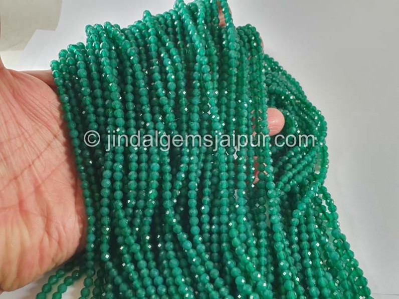 Green Onyx Faceted Round Beads