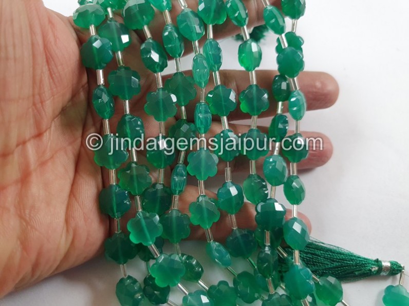 Green Onyx Faceted Flower Beads