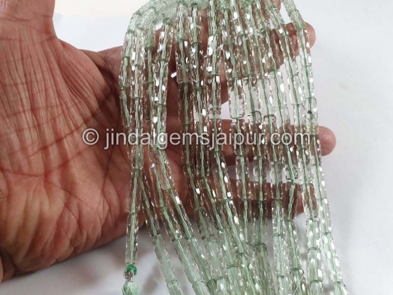 Green Amethyst Concave Cut Pipe Beads