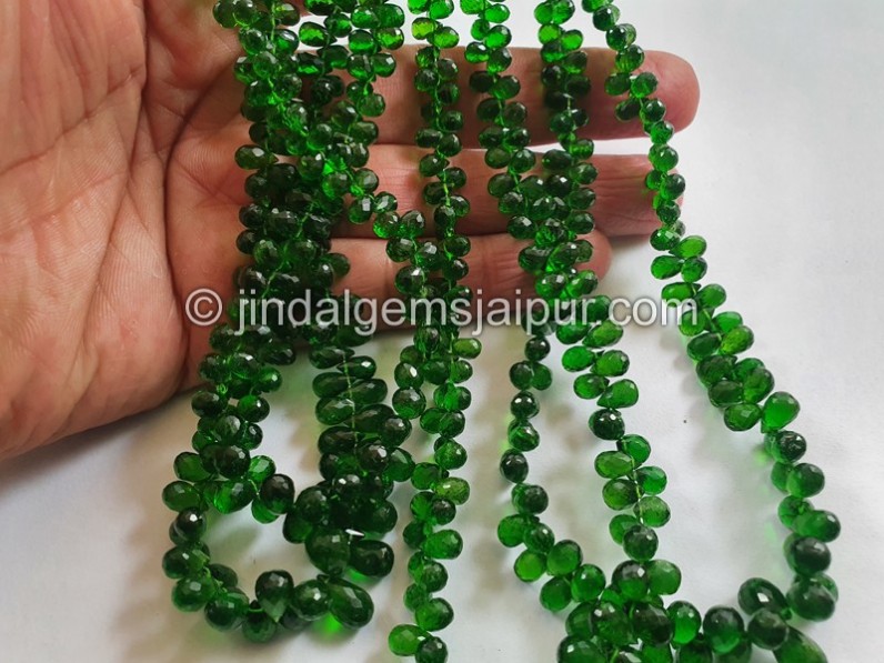 Chrome Diopside Faceted Drops Beads