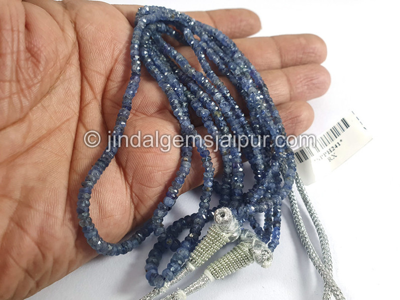 Blue Sapphire Burma Faceted Roundelle Shape Beads